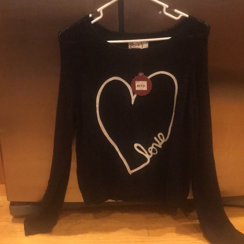 Nwt black seater size large with a white heart
